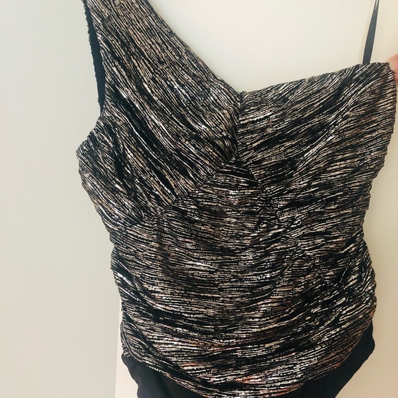 Revolve h:ours Silver One-Shoulder Bodysuit NWT - Picture 2 of 4